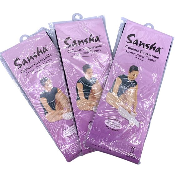 Sansha Black Convertible Tights Pack of 3 T90 Dance Jazz Tap Lyrical Childs S - Picture 1 of 9